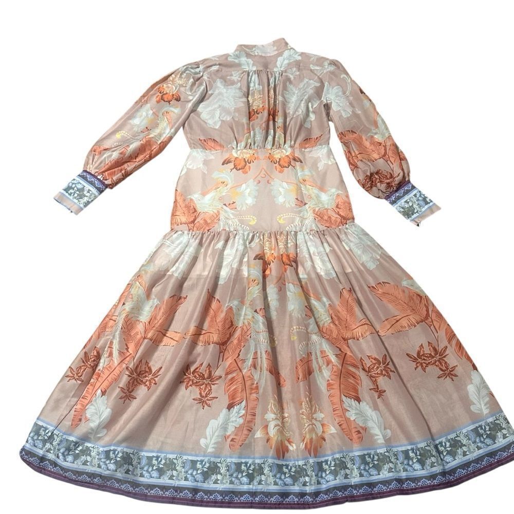 I TOO Italy Elegant Floral Long Sleeve Button Down Dress Size Small